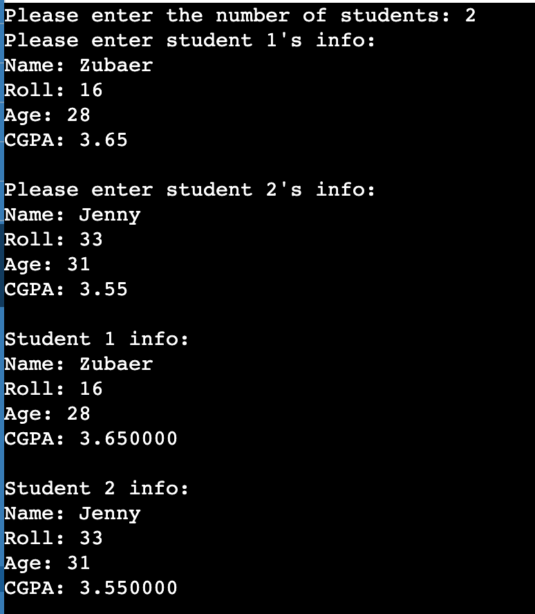 C Program to Store Multiple Student Records Using Structure and Pointer ...